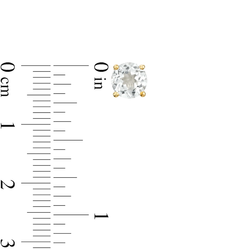 Main Image 3 of 6.0mm White Topaz Solitaire Stud Earrings in 10K Gold