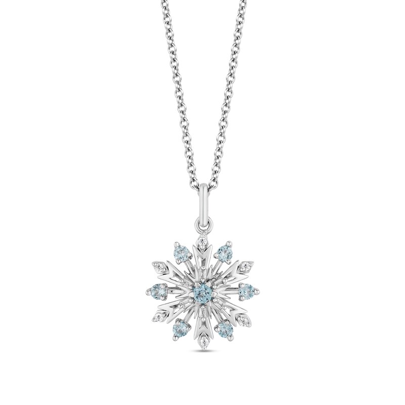Main Image 2 of Enchanted Disney Elsa Swiss Blue Topaz and 1/6 CT. T.W. Diamond Snowflake Pendant and Earrings Set in Sterling Silver