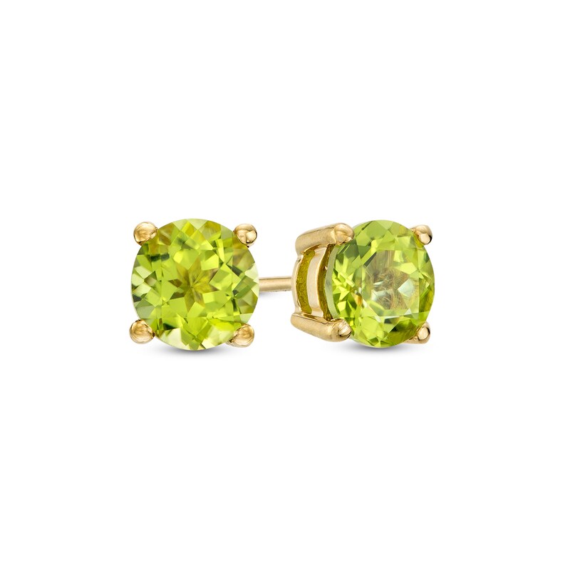 Main Image 1 of 6.0mm Peridot Solitaire Stud Earrings in 10K Gold