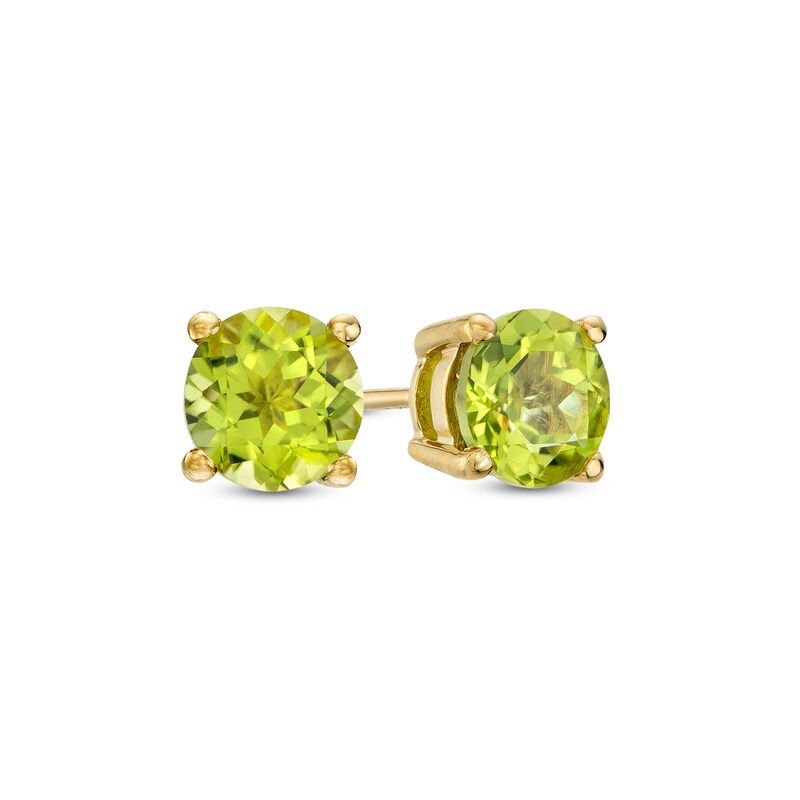 6.0mm Peridot Solitaire Stud Earrings in 10K Gold