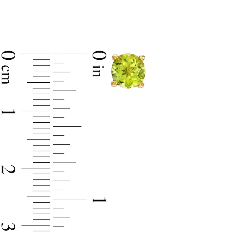 Main Image 3 of 6.0mm Peridot Solitaire Stud Earrings in 10K Gold