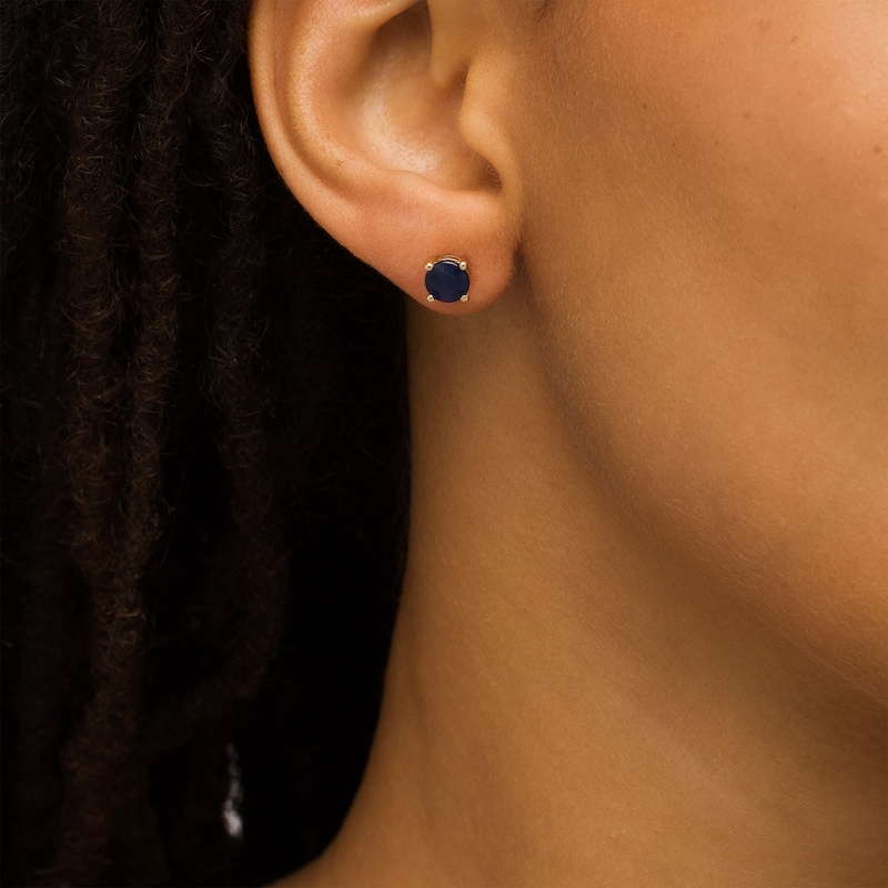 Main Image 2 of 6.0mm Blue Sapphire Solitaire Stud Earrings in 10K Gold