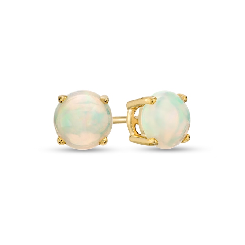 6.0mm Opal Solitaire Stud Earrings in 10K Gold