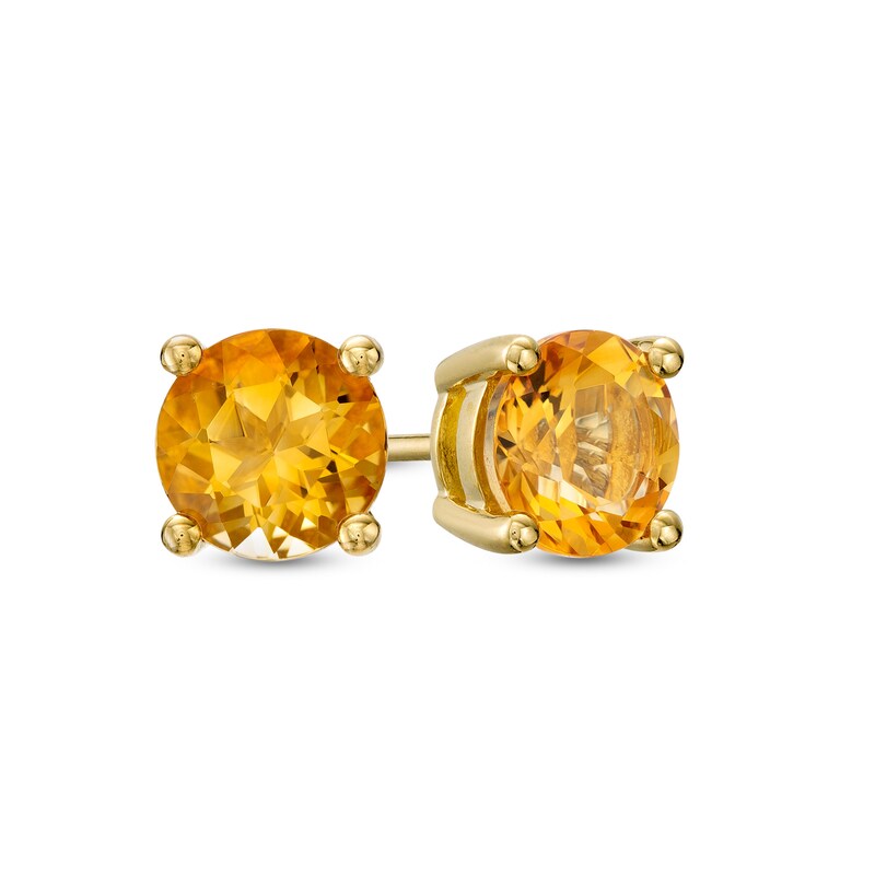 6.0mm Citrine Solitaire Stud Earrings in 10K Gold