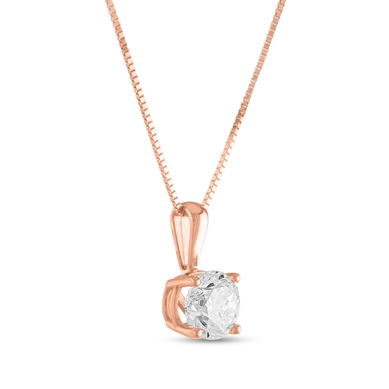 Main Image 2 of 1 CT. Diamond Solitaire Pendant in 14K Rose Gold (J/I3)