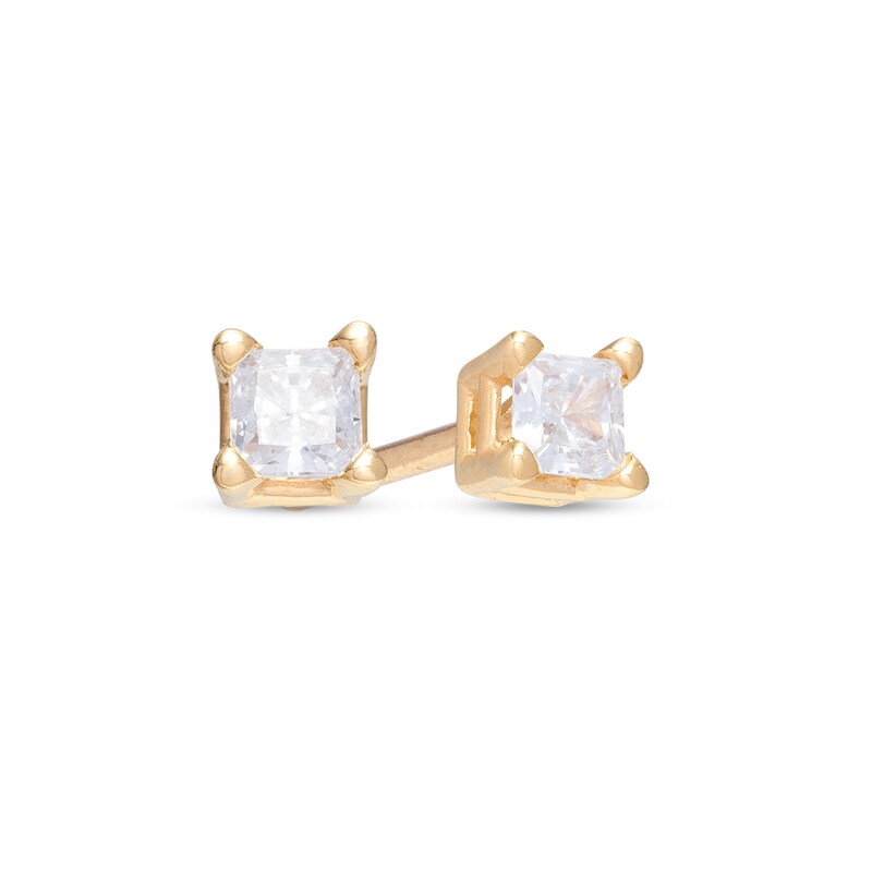 Main Image 1 of 1/10 CT. T.W. Princess-Cut Diamond Solitaire Stud Earrings in 14K Gold (I/I2)