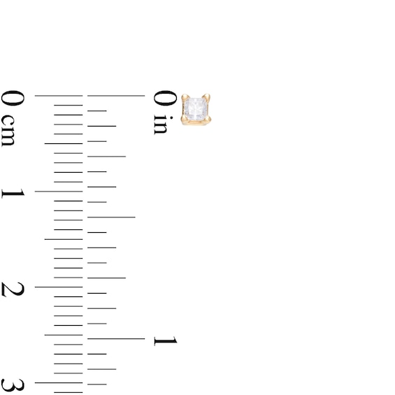 1/ CT. T.w. Princess-Cut Diamond Solitaire Stud Earrings in 14K Gold (I/I2