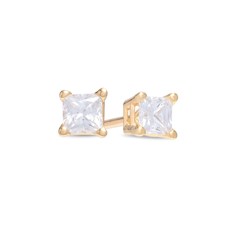 Main Image 1 of 1/4 CT. T.W. Princess-Cut Diamond Solitaire Stud Earrings in 14K Gold (I/I2)