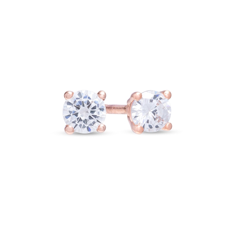Main Image 1 of 1/4 CT. T.W. Diamond Solitaire Stud Earrings in 14K Rose Gold (I/I2)