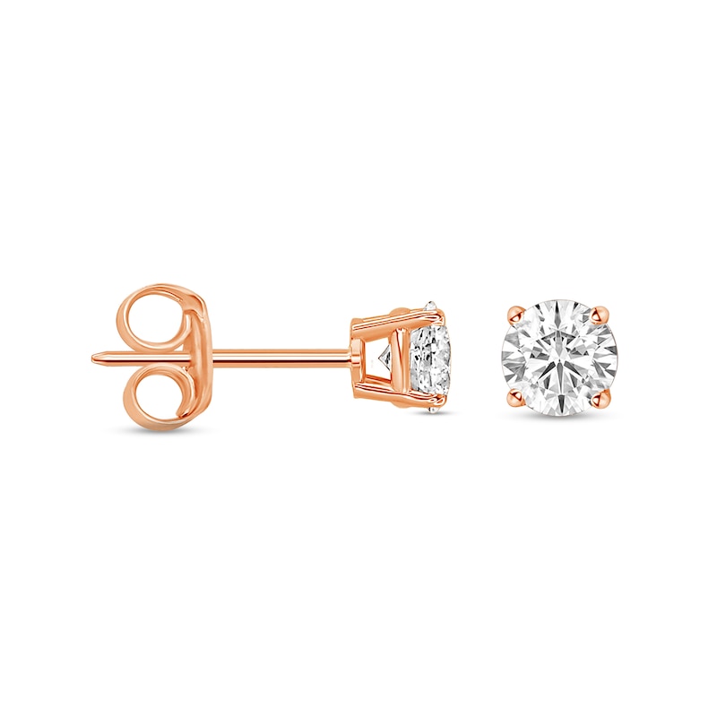 Main Image 1 of 1/2 CT. T.W. Diamond Solitaire Stud Earrings in 14K Rose Gold (I/I2)