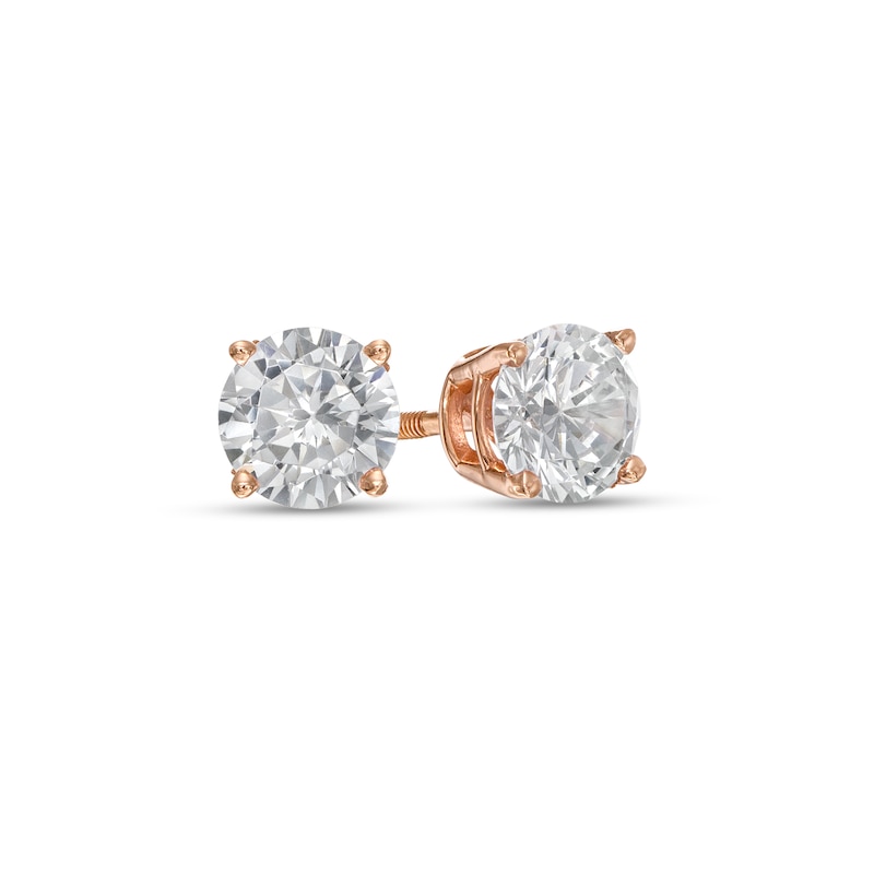 Round Cut 1 Carat Diamond Earrings For Women In 14K Rose Gold