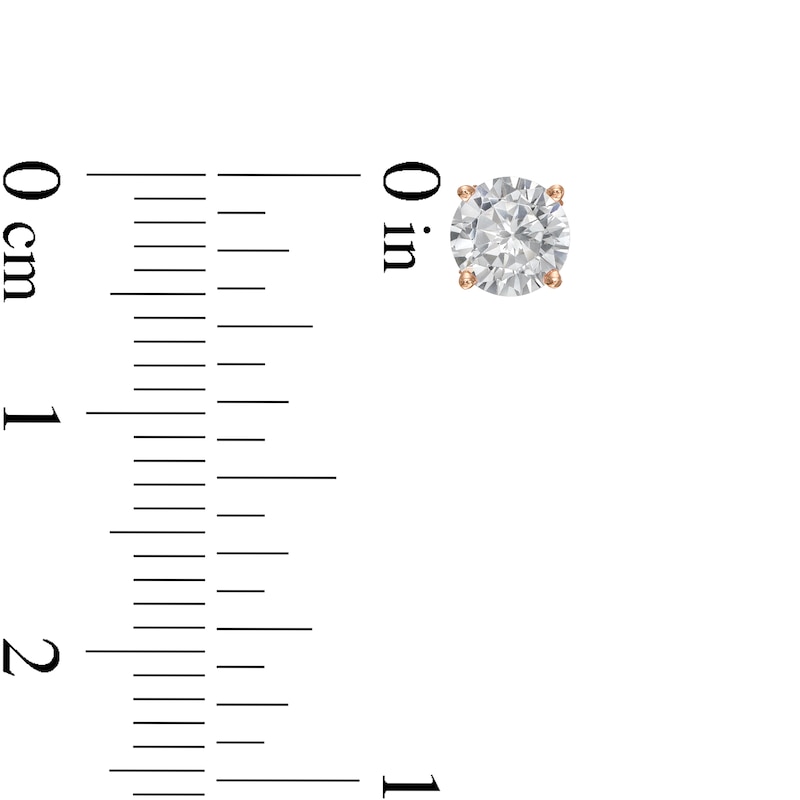 Main Image 3 of 1 CT. T.W. Diamond Solitaire Stud Earrings in 14K Rose Gold (I/I2)