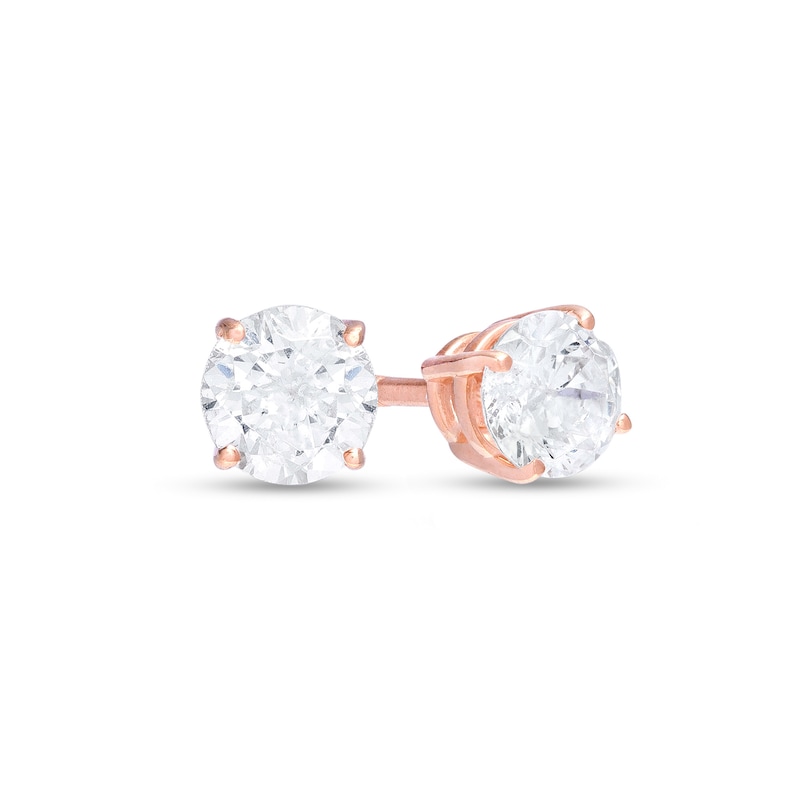 Main Image 1 of 1/2 CT. T.W. Certified Diamond Stud Earrings in 14K Rose Gold (I/I1)