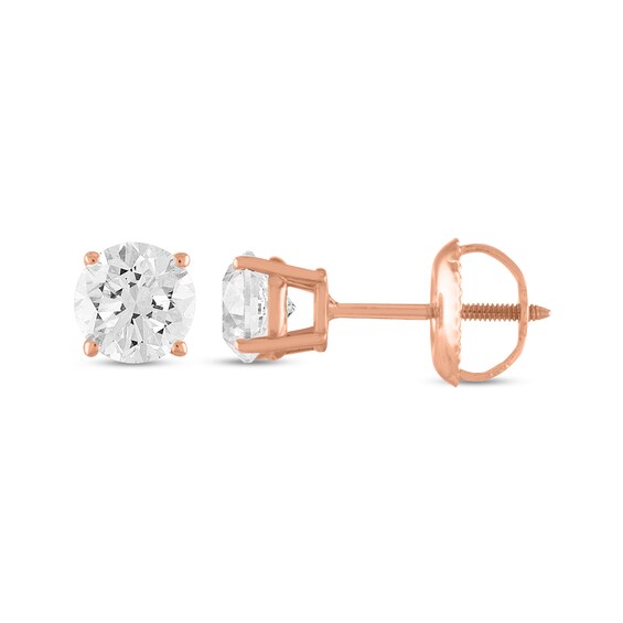 1/2 CT. T.w. Certified Diamond Stud Earrings in 14K Rose Gold (I/I1)
