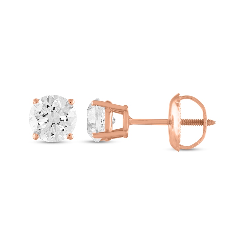 Main Image 2 of 1/2 CT. T.W. Certified Diamond Stud Earrings in 14K Rose Gold (I/I1)