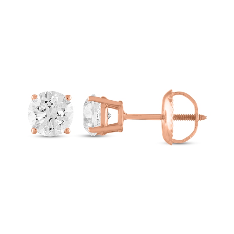 1/2 CT. T.W. Certified Diamond Stud Earrings in 14K Rose Gold (I/I1)