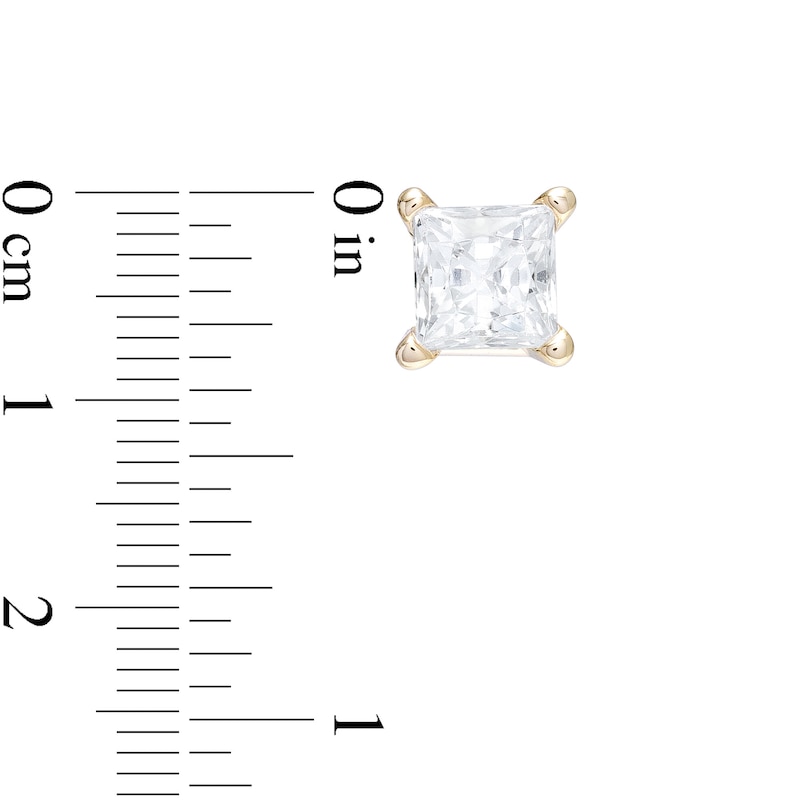 Main Image 3 of 1/2 CT. T.W. Certified Princess-Cut Diamond Stud Earrings in 14K Gold (I/I1)