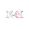 Thumbnail Image 1 of 1/2 CT. T.W. Certified Princess-Cut Diamond Stud Earrings in 14K Rose Gold (I/I1)