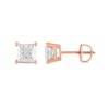 Thumbnail Image 2 of 1/2 CT. T.W. Certified Princess-Cut Diamond Stud Earrings in 14K Rose Gold (I/I1)