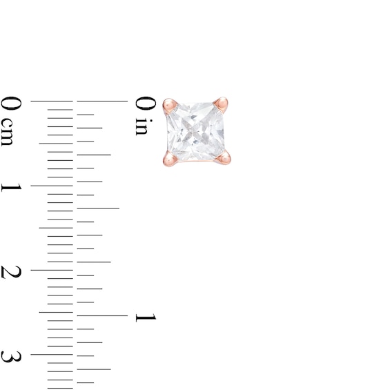 1/2 CT. T.w. Certified Princess-Cut Diamond Stud Earrings in 14K Rose Gold (I/I1)