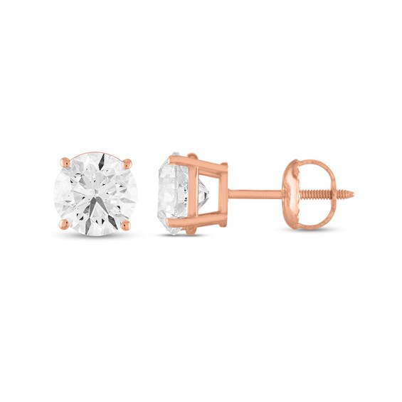 1 CT. T.w. Certified Diamond Stud Earrings in 14K Rose Gold (I/I1)