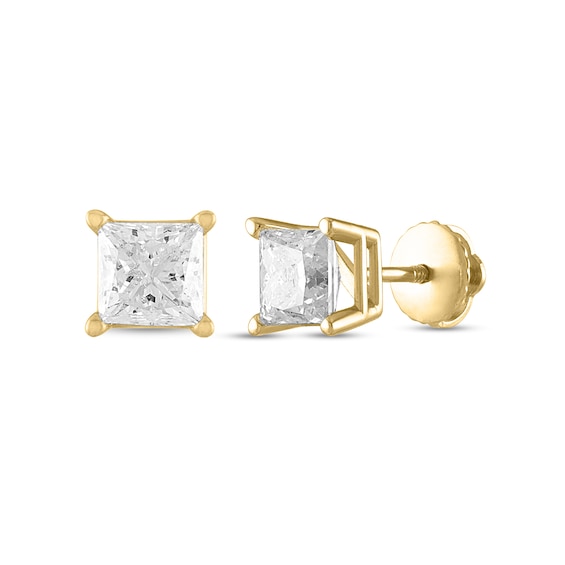 1 CT. T.w. Certified Princess-Cut Diamond Stud Earrings in 14K Gold (I/I1)
