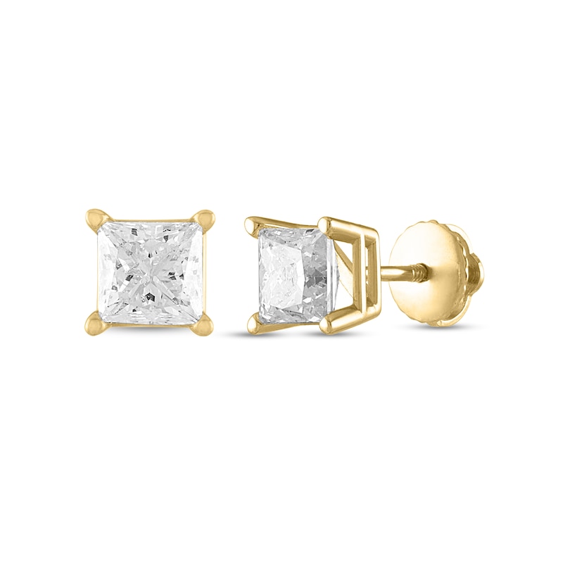 Main Image 1 of 1 CT. T.W. Certified Princess-Cut Diamond Stud Earrings in 14K Gold (I/I1)