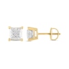 Thumbnail Image 2 of 1 CT. T.W. Certified Princess-Cut Diamond Stud Earrings in 14K Gold (I/I1)