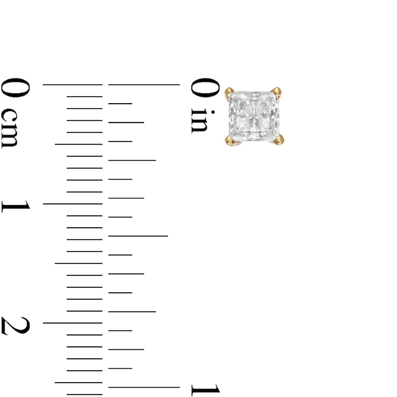 Main Image 3 of 1 CT. T.W. Certified Princess-Cut Diamond Stud Earrings in 14K Gold (I/I1)