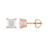 Thumbnail Image 2 of 1 CT. T.W. Certified Princess-Cut Diamond Stud Earrings in 14K Rose Gold (I/I1)