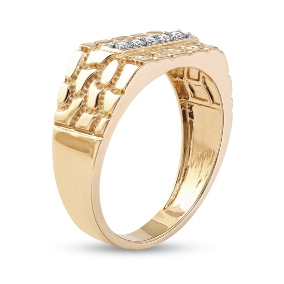Diamond Accent Five Stone Rectangle Nugget Wedding Band in 10K Gold