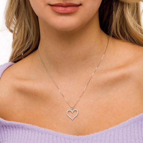 1/2 CT. T.w. Certified Lab-Grown Diamond Heart Pendant in 14K White Gold (F/Si2)