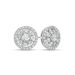 2 CT. T.W. Certified Lab-Created Diamond Frame Stud Earrings in 14K White Gold (F/SI2)