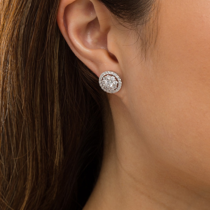 2 CT. T.W. Certified Lab-Created Diamond Open Frame Stud Earrings in 14K White Gold (F/SI2)