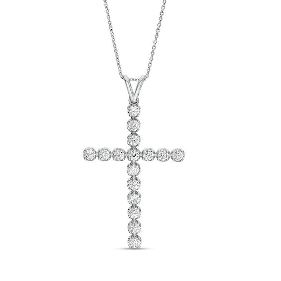 1 CT. T.w. Lab-Grown Diamond Cross Pendant in 14K White Gold (F/Si2)