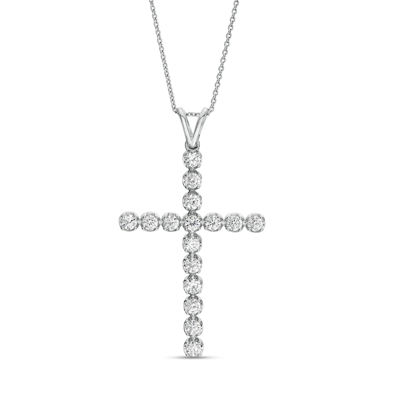 Main Image 1 of 1 CT. T.W. Certified Lab-Grown Diamond Cross Pendant in 14K White Gold (F/SI2)