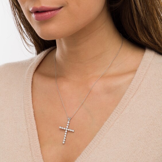 1 CT. T.w. Lab-Grown Diamond Cross Pendant in 14K White Gold (F/Si2)