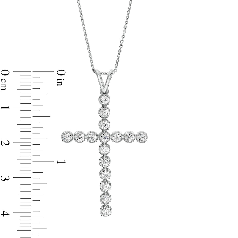 Main Image 3 of 1 CT. T.W. Certified Lab-Grown Diamond Cross Pendant in 14K White Gold (F/SI2)