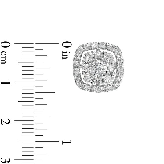 2 CT. T.w. Certified Lab-Grown Diamond Cushion-Shaped Frame Stud Earrings in 14K White Gold (F/Si2)