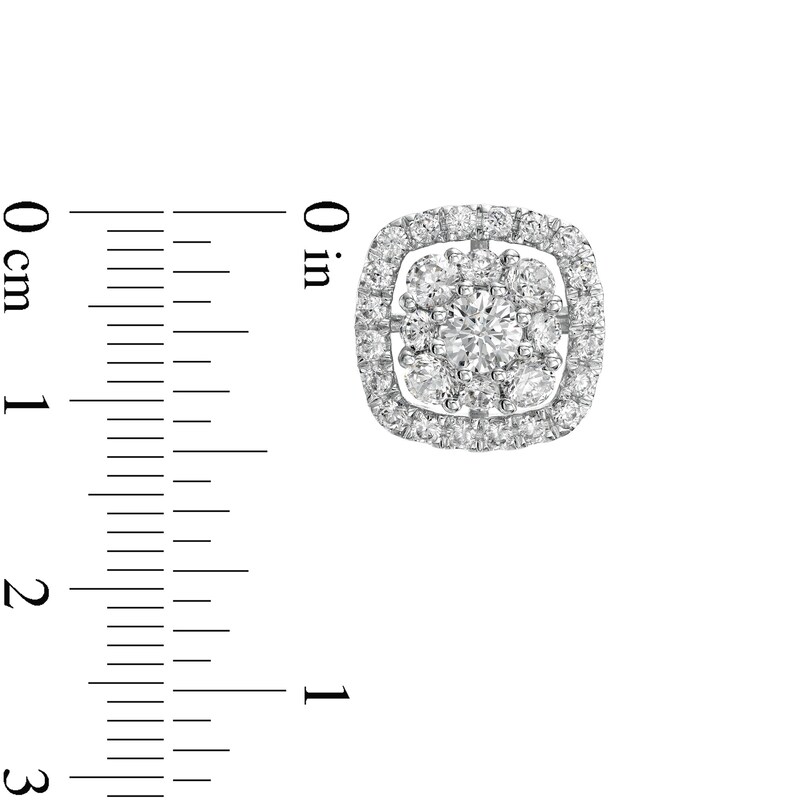 Main Image 3 of 2 CT. T.W. Certified Lab-Grown Diamond Cushion-Shaped Frame Stud Earrings in 14K White Gold (F/SI2)