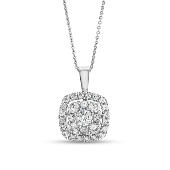 1-1/2 CT. T.w. Certified Lab-Grown Diamond Cushion-Shaped Frame Pendant in 14K White Gold (F/Si2)