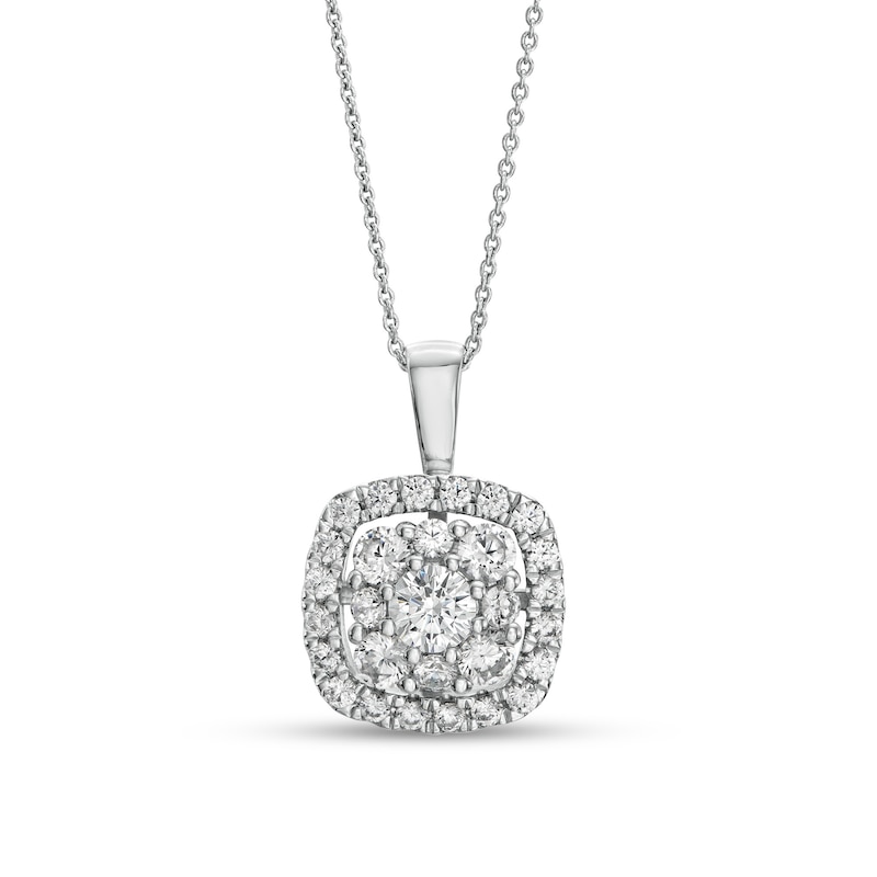 Main Image 1 of 1-1/2 CT. T.W. Certified Lab-Grown Diamond Cushion-Shaped Frame Pendant in 14K White Gold (F/SI2)