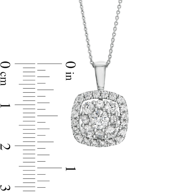 Main Image 3 of 1-1/2 CT. T.W. Certified Lab-Grown Diamond Cushion-Shaped Frame Pendant in 14K White Gold (F/SI2)