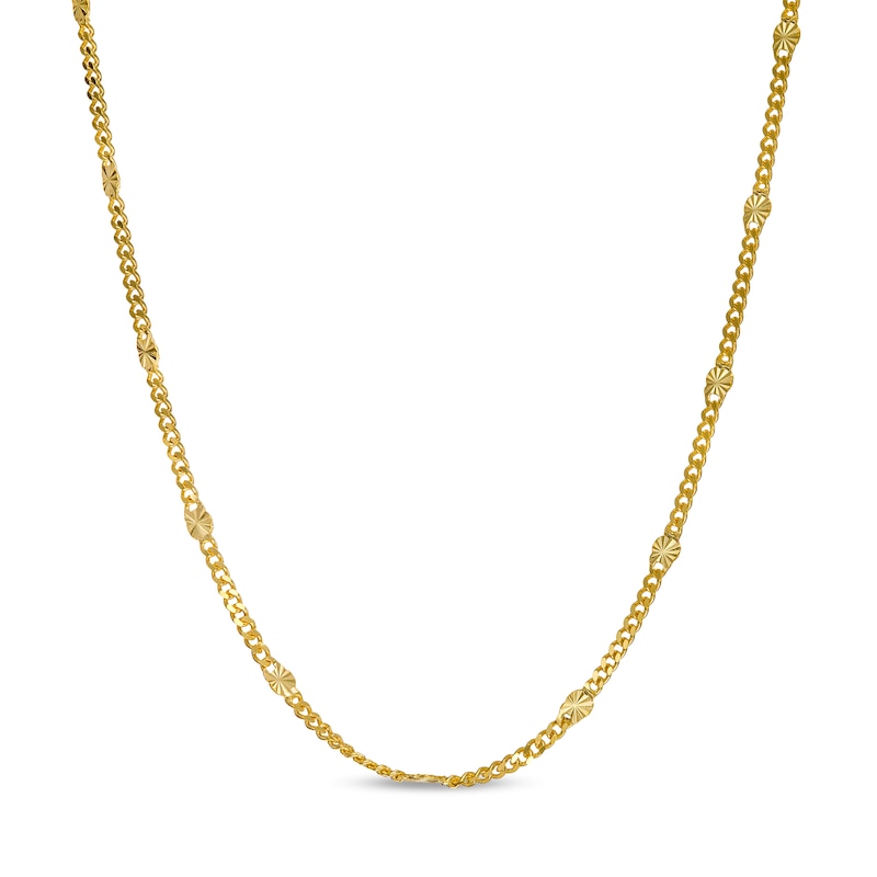 Main Image 1 of Diamond-Cut 0.95mm Curb Chain Necklace in Solid 14K Gold - 18&quot;
