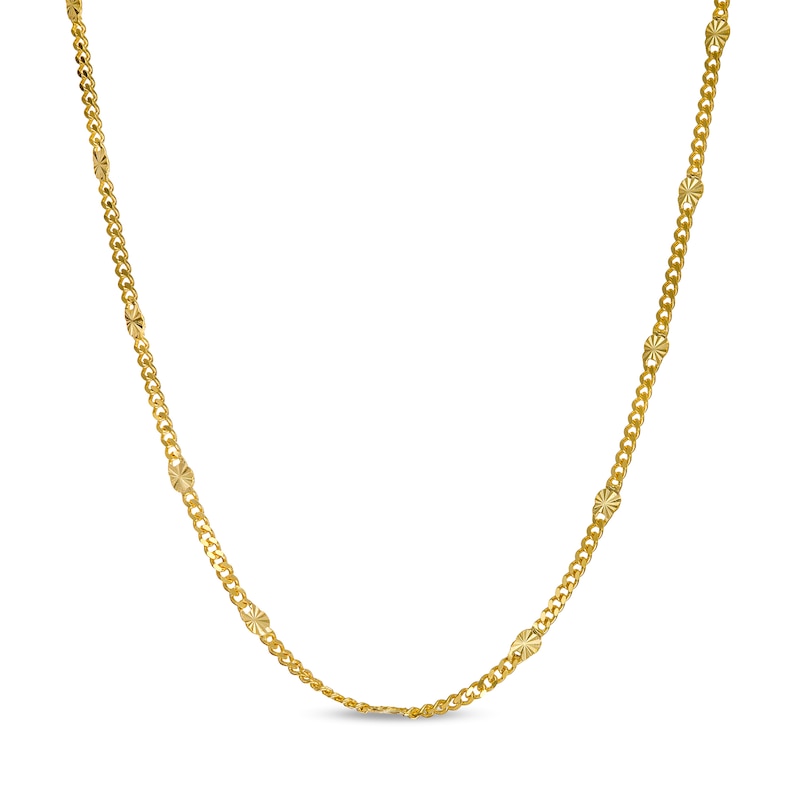 Diamond-Cut 0.95mm Curb Chain Necklace in Solid 14K Gold - 18"