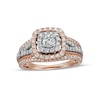 Thumbnail Image 1 of 1 CT. T.W. Diamond Double Cushion-Shaped Frame Vintage-Style Engagement Ring in 14K Rose Gold (I/I2)