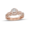 Thumbnail Image 1 of 1/2 CT. T.W. Diamond Frame Twist Shank Bridal Set in 10K Rose Gold (I/I2)