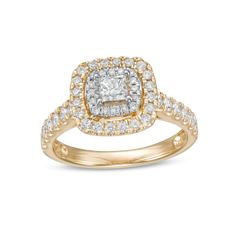 Main Image 1 of 1 CT. T.W. Princess-Cut Diamond Double Frame Engagement Ring in 14K Gold (I/I2)