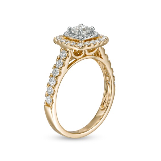 1 CT. T.w. Princess-Cut Diamond Double Frame Engagement Ring in 14K Gold (I/I2)
