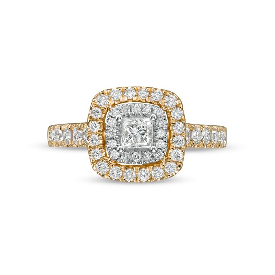 1 CT. T.w. Princess-Cut Diamond Double Frame Engagement Ring in 14K Gold (I/I2)